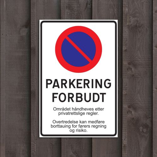 Parkering Forbudt Privat Farger, Skilt, C-You Home