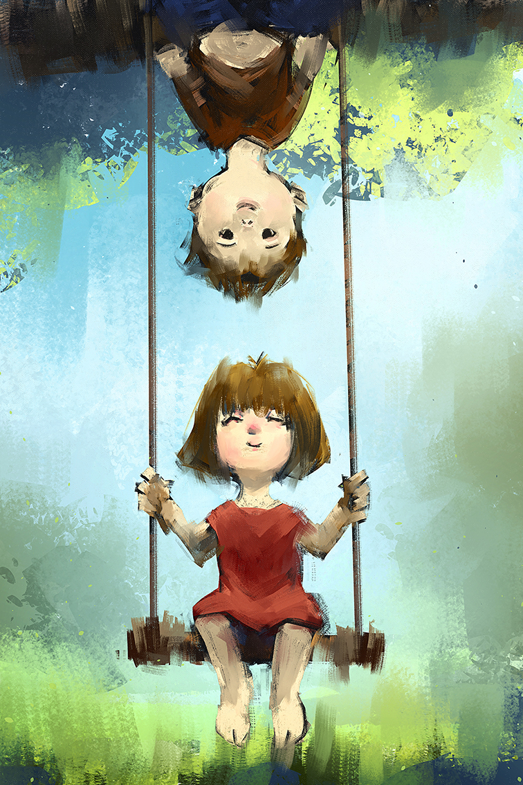 Boy And Girl In Tree Veggbilde, Veggbilder, C-You Home